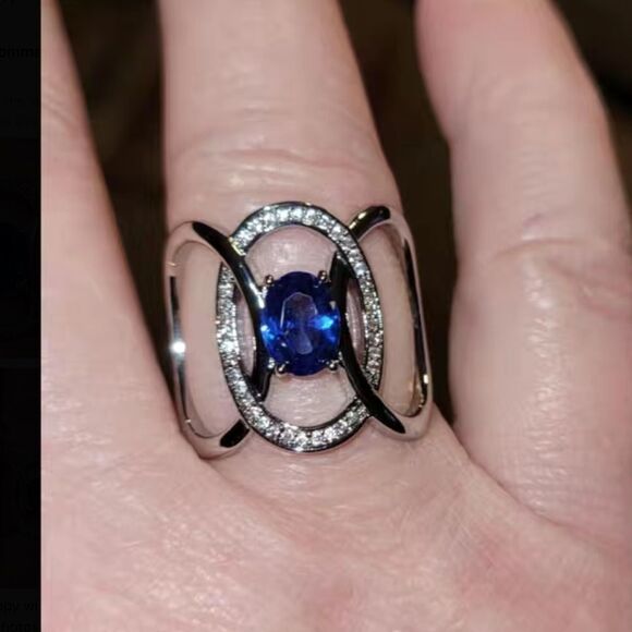 💙Sapphire & Diamond Eternity Band🩵 - Picture 8 of 17